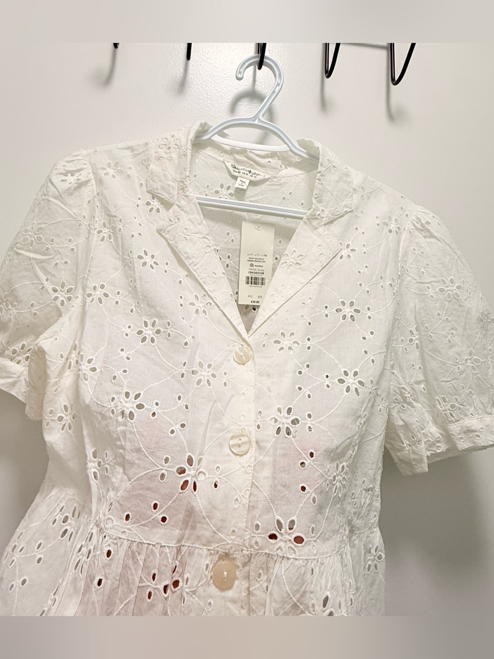 NWT Miss Selfridge Broderie Anglaise Eyelet White Peplum Blouse